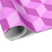BRIGHT PINK GEOMETRIC CUBE PATTERNEN CADEAUPAPIER (Rol Hoek)
