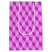 BRIGHT PINK GEOMETRIC CUBE PATTERNEN MEDIUM CADEAUZAKJE (Achterkant)