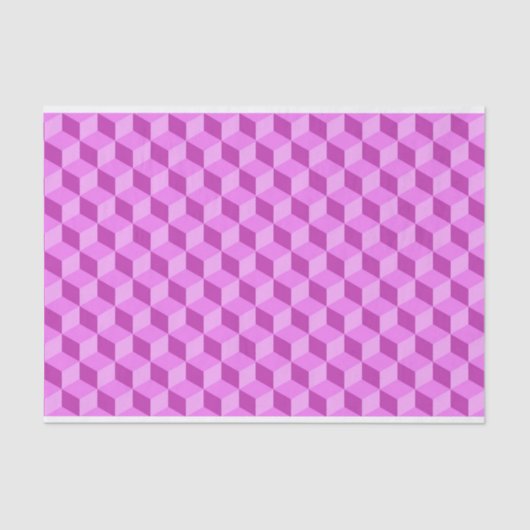 BRIGHT PINK GEOMETRIC CUBE PATTERNEN TISSUEPAPIER (Voorkant)