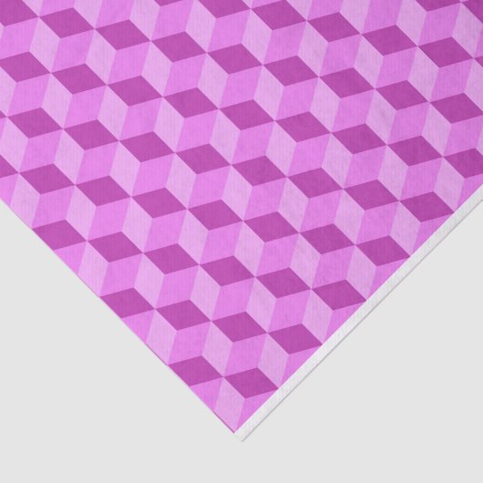 BRIGHT PINK GEOMETRIC CUBE PATTERNEN TISSUEPAPIER (Detail)