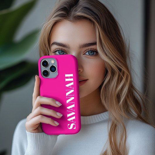 Bright Pink gepersonaliseerde naam eenvoudig Case-Mate iPhone Case