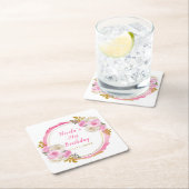 Bright Pink Gold Elegant Flowers Birthday Party Kartonnen Onderzetters (Insitu)