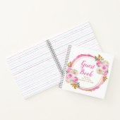 Bright Pink Gold Elegant Flowers Birthday Party Notitieboek (Binnen)