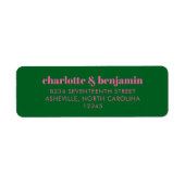 Bright Pink Green Couple Family Return Address Etiket (Voorkant)