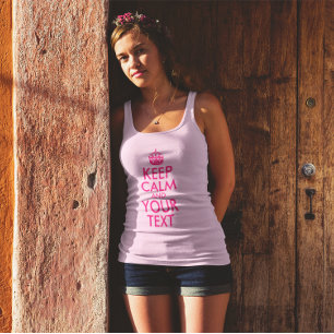 Bright Pink Keep Calm en Jouw tekst Tanktop