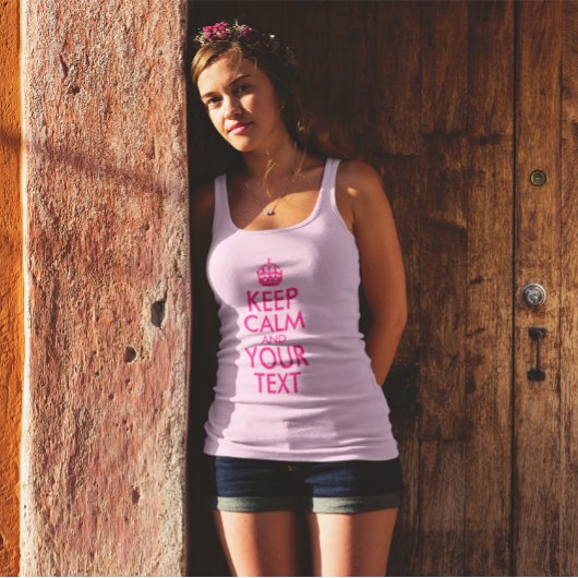 Bright Pink Keep Calm en Jouw tekst Tanktop