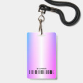 Bright Pink Lila Ombre Logo Barcode ID Foto Badge (Achterkant met lanyard)