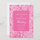 Bright Pink Line Art Wildflower Kaart (Voorkant)