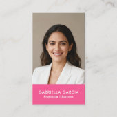 Bright Pink Logo QR Code Photo Professional Visitekaartje (Voorkant)