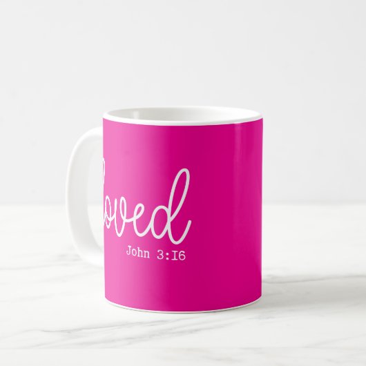 Bright Pink Love Faith Quote minimalistisch Koffiemok (Voorkant links)