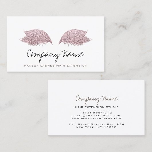 Bright Pink Make-up Artist Lashes Extension Roos Afsprakenkaartje (Voorkant / Achterkant)