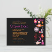 BRIGHT PINK MITZVAH Bar Bat Mitzvah Uitnodiging (Staand voorkant)