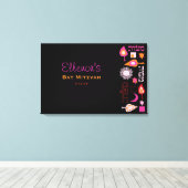BRIGHT PINK MITZVAH Bat Bar Mitzvah Sign In Board Canvas Afdruk (Insitu (Houten vloer))