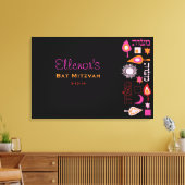 BRIGHT PINK MITZVAH Bat Bar Mitzvah Sign In Board Canvas Afdruk (Insitu (Woonkamer))