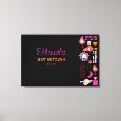 BRIGHT PINK MITZVAH Bat Bar Mitzvah Sign In Board Canvas Afdruk (Voorkant)