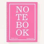 Bright Pink Modern Big "NOTEBOOK" Notebook Notitieboek (Voorkant)
