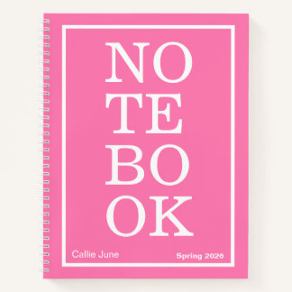 Bright Pink Modern Big "NOTEBOOK" Notebook Notitieboek