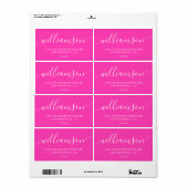 Bright Pink Modern Script Retouradres Etiket (Full Sheet)
