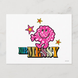 Bright Pink Mr Messy   Mousserende sterren Briefkaart