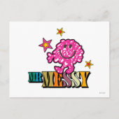Bright Pink Mr Messy | Mousserende sterren Briefkaart (Voorkant)