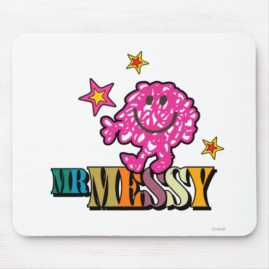 Bright Pink Mr Messy | Mousserende sterren Muismat (Voorkant)