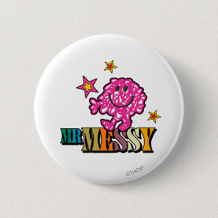 Bright Pink Mr Messy Mousserende sterren Ronde Button 5,7 Cm