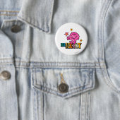 Bright Pink Mr Messy | Mousserende sterren Ronde Button 5,7 Cm (In situ)