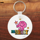 Bright Pink Mr Messy | Mousserende sterren Sleutelhanger (Voorkant)
