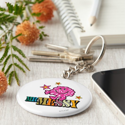 Bright Pink Mr Messy | Mousserende sterren Sleutelhanger (Zijkant)
