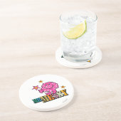 Bright Pink Mr Messy | Mousserende sterren Zandsteen Onderzetter (Zijkant)