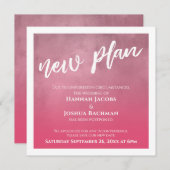 Bright Pink Ombre Uitgesteld Bruiloft Nieuw Plan K Kaart (Voorkant / Achterkant)