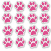 Bright Pink Paw Prints Sticker (Voorkant)