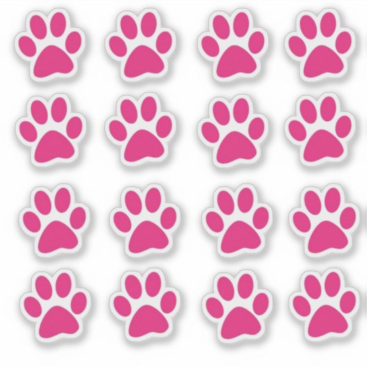 Bright Pink Paw Prints Sticker (Voorkant)