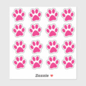 Bright Pink Paw Prints Sticker (Vel)
