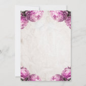 Bright Pink Peony Flowers  rustieke bruiloft Kaart (Achterkant)