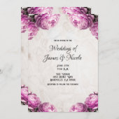 Bright Pink Peony Flowers  rustieke bruiloft Kaart (Voorkant / Achterkant)