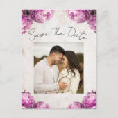 Bright Pink Peony Flowers  Save the Date Aankondigingskaart (Voorkant)