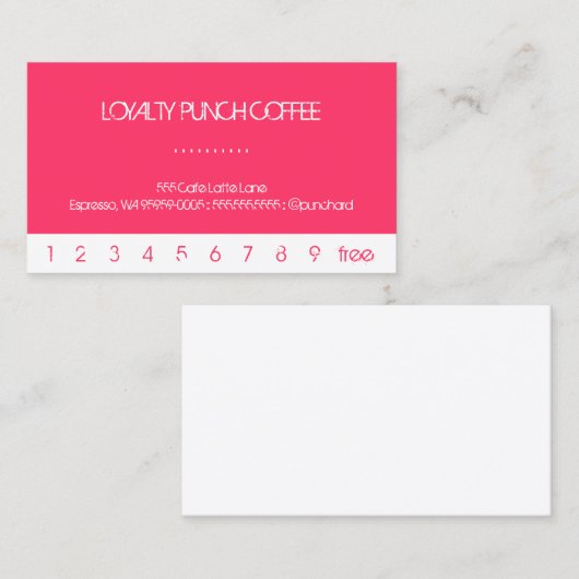Bright Pink Punch Loyalty Coffee Kaart (Voorkant / Achterkant)