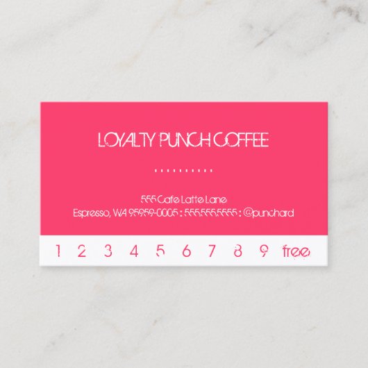 Bright Pink Punch Loyalty Coffee Kaart (Voorkant)
