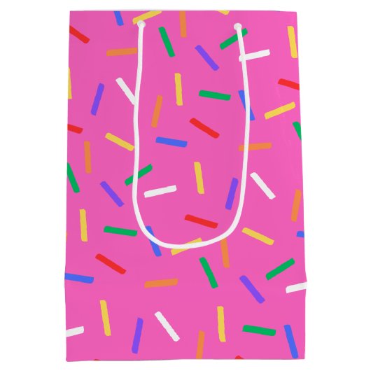 Bright Pink Rainbow Sprinkles Dank u Gift Bag Medium Cadeauzakje (Achterkant)