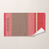 BRIGHT PINK RED BROWN  STRIPS PERSONALISEERD BAD HANDDOEK (Handdoek)