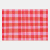 Bright Pink Red Painterly Plaid Christmas Holiday Inpakpapier Vel (Voorkant 3)