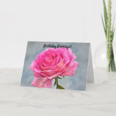  Bright Pink Rose Close Up Verjaardagskunst Kaart (Voorkant)