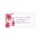 Bright Pink Rose Wedding Address Labels (Voorkant)