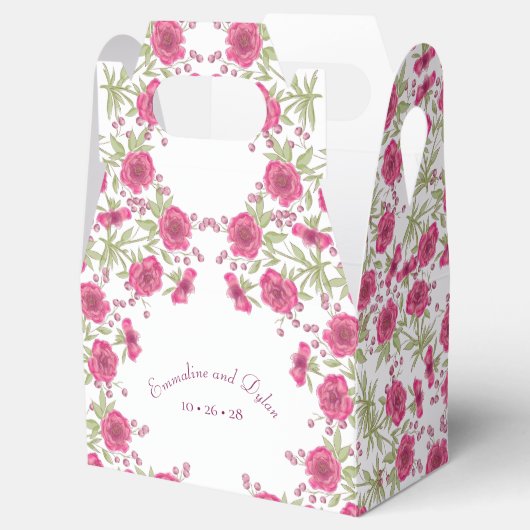 Bright Pink Rose Wedding Bedankdoosjes (Geopend)