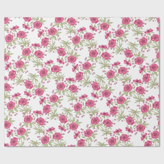 Bright Pink Rose Wedding Cadeaupapier (Vlak)