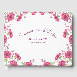 Bright Pink Rose Wedding Gastenboek