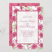 Bright Pink Rose Wedding Kaart (Voorkant / Achterkant)