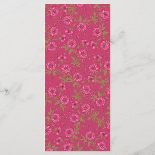 Bright Pink Rose Wedding Menus Menu (Achterkant)