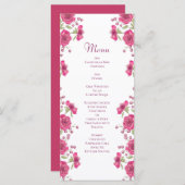 Bright Pink Rose Wedding Menus Menu (Voorkant / Achterkant)